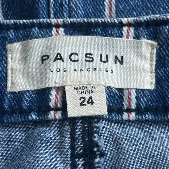 Pacsun Jean Skirt Womens Size 24 Blue Mini Striped - Picture 3 of 8